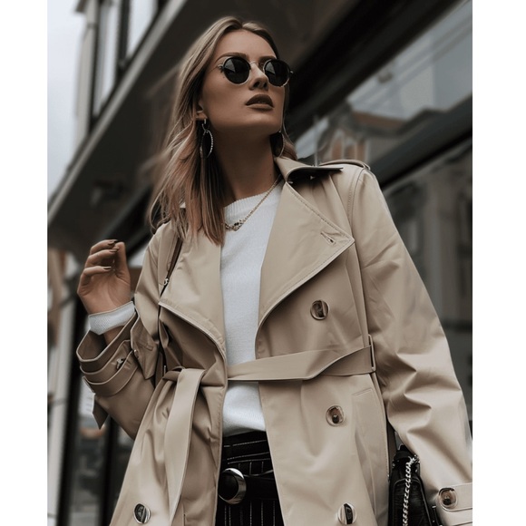 H&M Jackets & Blazers - H&M Women’s Classic Trench Coat Peacoat Ceam Tan Beige Size 2